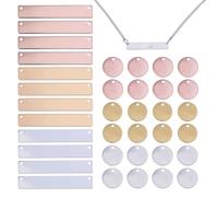 CHGCRAFT 36pcs 3 Colors Stamping Blank Tag Pendants Brass and 304 Stainless Steel Pendants Engraving Blanks Message Word Tag for Jewelry Engraving DIY Craft, 0.2x1.4x0.1inch