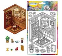 CHGCRAFT 3D Miniature House Scenes Clear Stamps Silicone Stamp Seal for DIY Scrapbooking and Card Making Paper Craft Decor 6.3 × 4.3 Inch