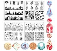 CHGCRAFT 4 Pcs 4 Styles Wildflowers Polymer Clay Texture Sheets Mushrooms Silicone Texture Stamp Leaves Clay Texture Mat Modeling Pattern Pad Texture Sheets for Making Earrings Jewerly, 5.5x5.5 inch