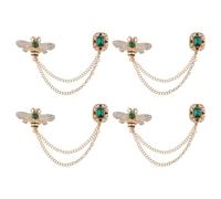CHGCRAFT 4 Pcs Crystal Bee Brooch Pin Golden Hanging Chain Brooches with Rhinestone Alloy Bee Pins Safety Pins for Collar Sweater Jacket Clothing Decoration