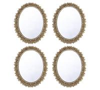 CHGCRAFT 4 Pcs Dollhouse Mirrors Miniature Mirror Oval Mirror in Antique Bronze Frame Miniatures Furniture for Dollhouse DIY Dollhouse Decoration, 51×41×2.5mm