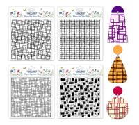CHGCRAFT 4 Pcs Graffiti Grid Polymer Clay Texture Sheets Abstract Squares Silicone Texture Stamp Seamless Pattern Modeling Pattern Pad Sheets for Jewelry and Earrings Tools, 5.5x5.5 inch