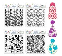 CHGCRAFT 4 Pcs Looped Circles Polymer Clay Texture Sheets Artistic Dots Silicone Texture Stamp Circular Style Modeling Pattern Pad Sheets for Jewelry and Earrings Tools, 5.5x5.5 inch