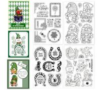 CHGCRAFT 4 Pcs St. Patrick's Day Theme Pattern Clear Stamps Gnome Lucky Grass and Horseshoes Silicone Stamp Seal for DIY Scrapbooking and Card Making Paper Craft Decor 6.3 × 4.3 Inch