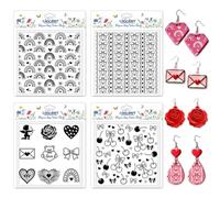 CHGCRAFT 4 Pcs Valentine's Day Love Rainbow Polymer Clay Texture Sheet Bow and Cherry Silicone Clays Texture Mat for Polymer Clay Making Earrings Jewelry DIY Crafts 5.5 × 5.5 Inch