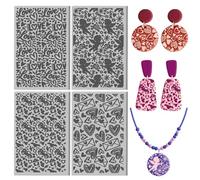 CHGCRAFT 4 Pcs Valentine's Day Polymer Clay Texture Sheet Love and Heart Cupid Mail Rubber Clay Texture Mat for Polymer Clays Making Earrings Jewelry DIY Crafts 3.9 × 2.6 Inch