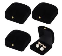 CHGCRAFT 4 Pcs Velvet Earring Stud Gift Box Jewelry Holder Display Case Black Flocking Storage Box for Engagement Birthday Anniversary, 2.56×2.58 inch