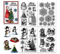 CHGCRAFT 4 Sheet 4 Style Christmas Snowman Clear Stamps Santa Claus Transparent Stamps Snowflake Silicone Clear Stamp Seals for Carding Making DIY Scrapbooking Photo Album Decoration, 4.3x6.3 inch