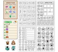 CHGCRAFT 4 Sheets 4 Styles Daily Weather Icons Clear Stamps Schedule Table Silicone Stamp Seal for DIY Scrapbooking and Card Making Paper Craft Decor 6.3 × 4.3 Inch