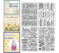 CHGCRAFT 4 Sheets 4 Styles Greetings Clear Stamps Bible Transparent Stamps Get Well Soon Silicone Clear Stamp Seals for DIY Scrapbooking Photo Album Decoration, 4.3×6.3 inch