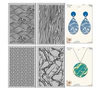 CHGCRAFT 4 Sheets 4 Styles Natural Texture Wood Grain Clay Mat Waves Clouds Patterns Polymer Clay Marble Texture Sheets DIY Tools for Earring Jewelry Making, 4x2.6inch