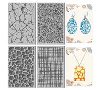 CHGCRAFT 4 Sheets 4 Styles Pebbles Clay Textured Mat Cracks Embossed Foam Patterns Polymer Clay Texture Sheets DIY Tools for Earring Jewelry Making, 4x2.6inch