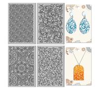 CHGCRAFT 4 Sheets 4 Styles Simple Pattern Clay Texture Mat Retro Geometric Polymer Clay Texture Sheets DIY Tools for Earring Jewelry Making, 4x2.6inch