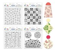 CHGCRAFT 4 Sheets 4 Styles Wildflowers Polymer Clay Texture Sheets Bushes Silicone Textures Stamp Hummingbirds Clay Mat Modeling Pattern Pad Texture Sheet for Making Earrings Jewerly, 5.5x5.5 inch