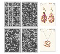 CHGCRAFT 4 Sheets Abstract Flowers Elements Clay Texture Mat Artistic Pattern Covered Polymer Clay Texture Sheets DIY Tools for Pottery Earring Jewelry Making Stamp Engraving Machines, 3.9x2.6inch