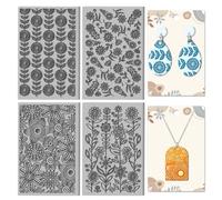 CHGCRAFT 4 Sheets Abstract Flowers Polymer Clay Texture Mat Clay Modeling Seamless Pattern Pad Geometric Flowers Texture Sheets for Polymer Making Earrings Jewerly Tools, 4×2.6 inch