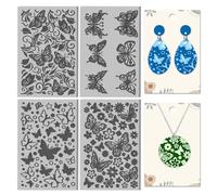 CHGCRAFT 4 Sheets Butterflies Clay Texture Mat Flowers Pattern Polymer Clay Texture Sheets DIY Tools for Pottery Earring Jewelry Making Stamp Engraving Machines, 3.9x2.6inch