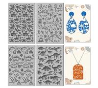 CHGCRAFT 4 Sheets Dinosaurs Clay Texture Mat Volcanoes Pattern Polymer Clay Texture Sheets DIY Tools for Pottery Earring Jewelry Making Stamp Engraving Machines, 3.9x2.6inch