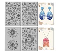 CHGCRAFT 4 Sheets Universe Clay Texture Mat Planets Pattern Polymer Clay Texture Sheets DIY Tools for Pottery Earring Jewelry Making Stamp Engraving Machines, 3.9x2.6inch