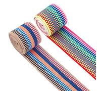 CHGCRAFT 4 Yards 2 Styles 2inch Wide Nylon Elastic Band Flat with Stripe Pattern Rubber Cord Band for Webbing Garment Sewing Accessories