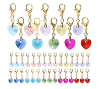 CHGCRAFT 40 Pcs 10 Styles Crystal Heart Charms Romantic Valentines Ideas Electroplate Glass Pendants with Zinc Alloy Lobster Claw Clasps