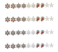 CHGCRAFT 40Pcs 10Styles Christmas Snowflake Star Bell Alloy Pendants with Colorful Rhinestone for DIY Bracelet Necklace Jewelry Making, Platinum and Golden