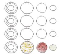 CHGCRAFT 48PCS Oval Alloy Open Back Bezel Pendants Hollow Open Bezel for Resin Charms Earring Pendants Frame for Resin Jewellery Making Earring Pendant Keychain Necklace Kit, 3 Sizes