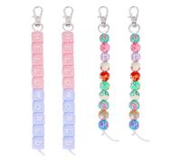 CHGCRAFT 4pcs 2 Styles Cervical Dilation Beads Round Cube Silicone Beaded Pendants Decoration with Alloy Lobster Claw Clasps for Nurse Badge Reel DIY Craft Keychain Lanyard Jewelry Making, 6.5inch