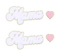 CHGCRAFT 4pcs 2 Styles Mama Iron on Patch Mama Chenille Letter Patch Mother's Day Theme Embroider Thread Iron on Patches for DIY Supplies Clothing Accessories, Mixed Color, Word and Heart