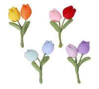 CHGCRAFT 4Pcs 4 Color Felt Tulip Flowers Artificial Bouquet Handmade Easter Ornament for Wedding Bouquet Mother's Day Birthday Party Favors Farmhouse Decor