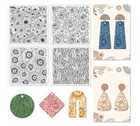 CHGCRAFT 4Pcs 4 Styles Plants Flowers Polymer Clay Texture Sheets Clay Modeling Pattern Pad Clay Texture Mat for Making Earrings Jewelry Earrings Necklaces Handicrafts, 5.5x5.5Inch