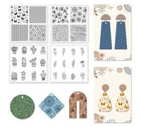 CHGCRAFT 4Pcs 4 Styles Plants Polymer Clay Texture Sheets Flowers Clay Modeling Pattern Pad Clay Texture Mat for Making Earrings Jewelry Earrings Necklaces Handicrafts, 5.5x5.5Inch