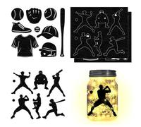 CHGCRAFT 4pcs Baseball Silhouettes Cutouts Decals Player Uniform Mason Jar Cutouts Scrapbook Supplies for Wall Painting Window Glass Decor DIY Crafts