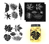 CHGCRAFT 4pcs Leaf Silhouettes Cutouts Decals Maple Leaf Mason Jar Decor Dragon Scrapbook Paper Cuts Jar Cutouts Window Decals Glass Wall Art Mural Home Decorations