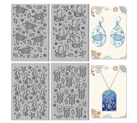 CHGCRAFT 4PCS Marine Animals Clay Texture Mat Turtles Seahorses Octopus Jellyfish Starfish Shells Underwater World Polymer Clay Texture Sheets DIY Tools for Earring Jewelry Making, 3.9x2.6inch
