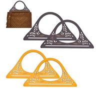 CHGCRAFT 4Pcs Pre-hole Wooden Purse Handle Frame with Patterns Triangle-like Shaped Purse Handles Wooden Purse Handle for Macrame bags Handmade Bag for Crocheting, Orange Coconut Brown