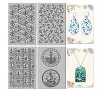 CHGCRAFT 4pcs Ship's Rudder Anchor Rope Clay Texture Mat Sailor's Emblem Marine Elements Polymer Clay Texture Sheets DIY Tools for Pottery Earring Jewelry Making Stamp Engraving Machines, 3.9x2.6inch