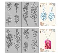 CHGCRAFT 4pcs Single Flower Clay Texture Mat Lily of The Valley Polymer Clay Texture Sheets DIY Tools for Clay Pottery Earring Jewelry Making Stamp Engraving Machines, 3.9x2.6inch