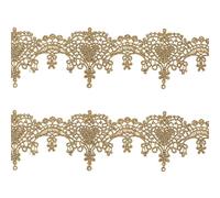 CHGCRAFT 5 Yards 1.7inch Wide Gold Lace Trim Venice Gold Lace Ribbon Love Heart Polyester Embroidery Lace Trim for Bridal Dance Costume Sewing