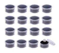 CHGCRAFT 50 Pcs Mini Round Stone Box Small Loose Diamond Gemstone Display Case with Clear Top Lids and Sponge, Black, 1.2×0.7 Inch