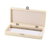CHGCRAFT 50 Place Microscope Slide Wooden Box Microscope Slide Storage Box with Iron Lock for Experiments Analyses Science, 9.06×4.17×1.38 inch