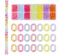 CHGCRAFT 560Pcs 7 Colors Opaque Acrylic Linking Rings Quick Link Connectors for Jewelry Chains Making Oval Linking Ring for Earring Necklace Jewelry Eyeglass Chain DIY Craft Making