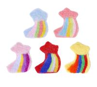 CHGCRAFT 5Pcs 5Colors Rainbow Felt Handmade Felt Needle Felting Rainbow Star Ornaments Felt Clouds DIY Felt Accessories Mixed Color Felt for DIY Clothing Bags Accessories