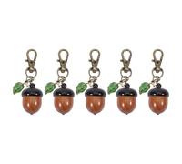 CHGCRAFT 5pcs Wooden Acorn Nut Box Keychain Disconnectable Decoration with Alloy Lobster Claw Clasps for DIY Keychain Necklace Crafting Jewelry Making, Camel, 2.6inch