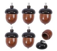 CHGCRAFT 5pcs Wooden Acorn Nut Box Pendant Decoration Charm with Stainless Steel Snap on Bails for DIY Keychain Necklace Crafting Jewelry Making, Camel, 1.3inch