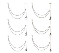 CHGCRAFT 6 Pcs 2 Style Pocket Watch Chain with Locket Pendant Brass Chain for Suit Corsage Pin Jewelry Gifts Clothing Accessories, Antique Bronze and Antique Silver, 13 inch long