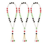 CHGCRAFT 6 Pcs Muslim Rosary Beads Bracelets Glass Rondelle Beads Charm with Alloy Rhinestone Bead for Muslim Gifts Dhikr Bead