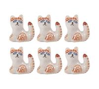 CHGCRAFT 6 Pcs Porcelain Cat Beads Teeny Tiny Cat Bead Handmade Porcelain Loose Spacer Beads for DIY Jewelry Making