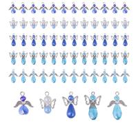CHGCRAFT 60 pcs 5 Styles Angel Wings Charm Angel Pendant Alloy Butterfly Plastic Pearl with Platinum Iron Flat Head Pins for DIY Jewelry Making Necklace Crafts, 1.06inch