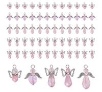 CHGCRAFT 60 pcs 5 Styles Pink Angel Wings Charm Angel Pendant Alloy Butterfly Bead Plastic Pearl with Platinum Iron Flat Head Pins for DIY Jewelry Making Necklace Crafts,1.06inch